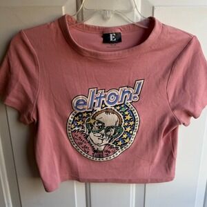 Elton John x Cotton On Limited Edition Women's Cropped Crew Neck Graphic Tee M